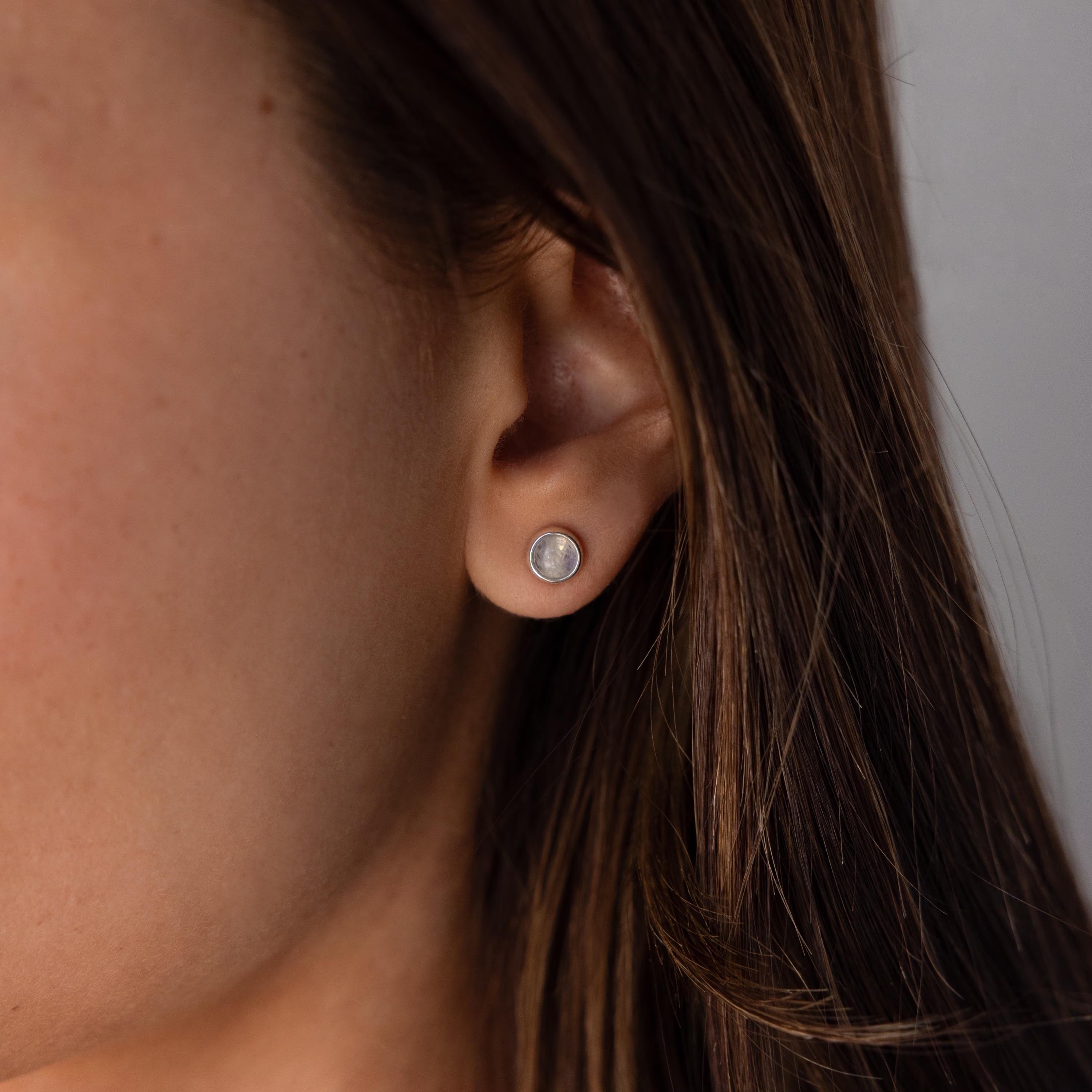Moonstone Bezel Studs