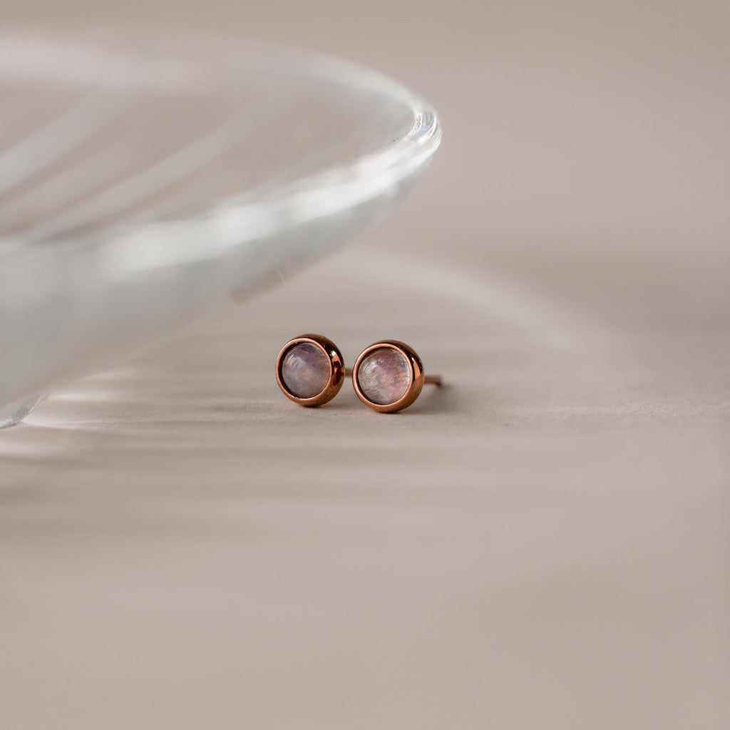 Moonstone Bezel Studs
