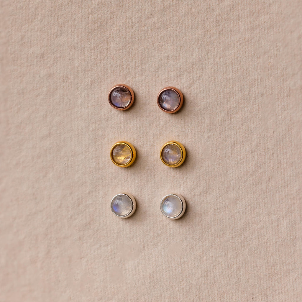 Moonstone Bezel Studs