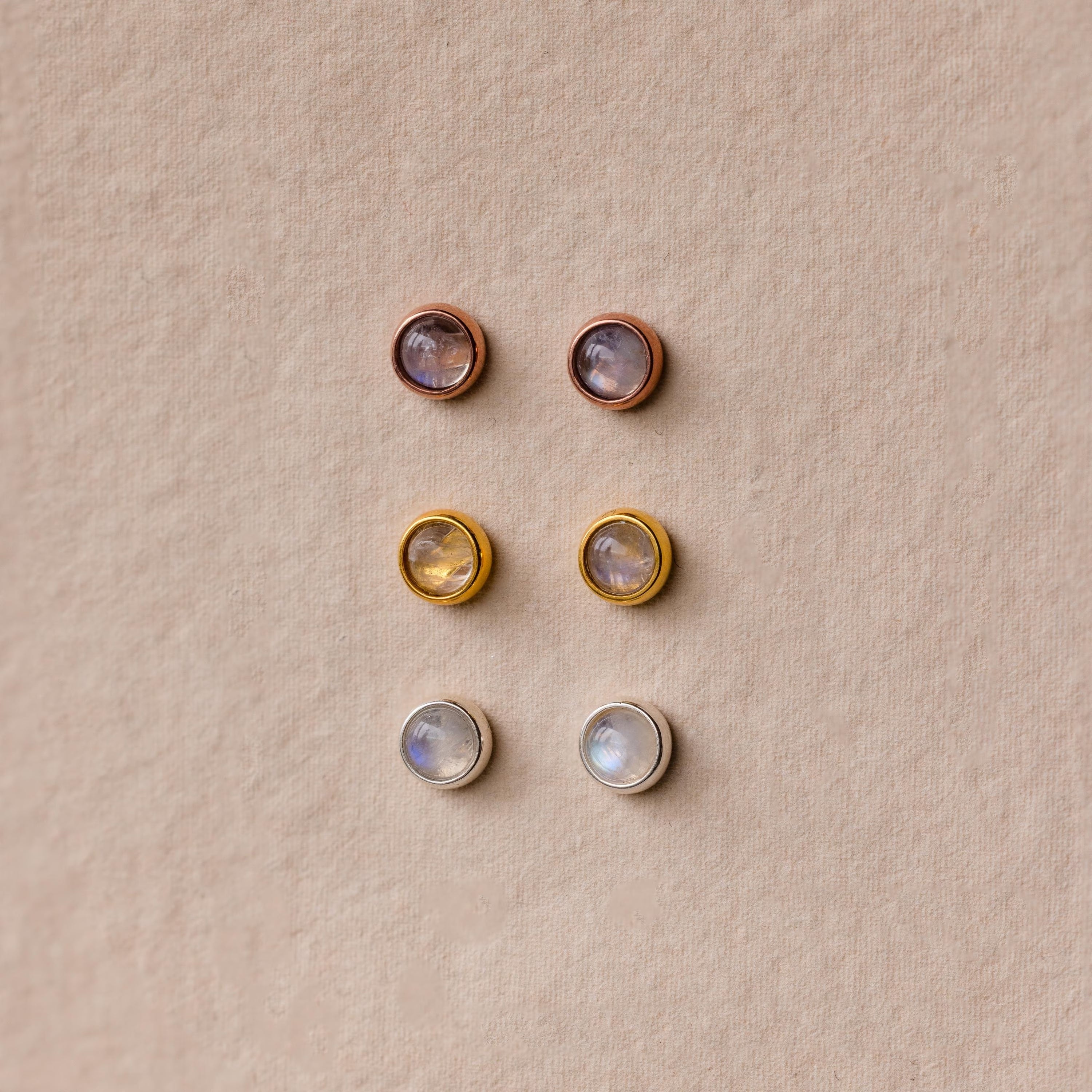 Moonstone Bezel Studs