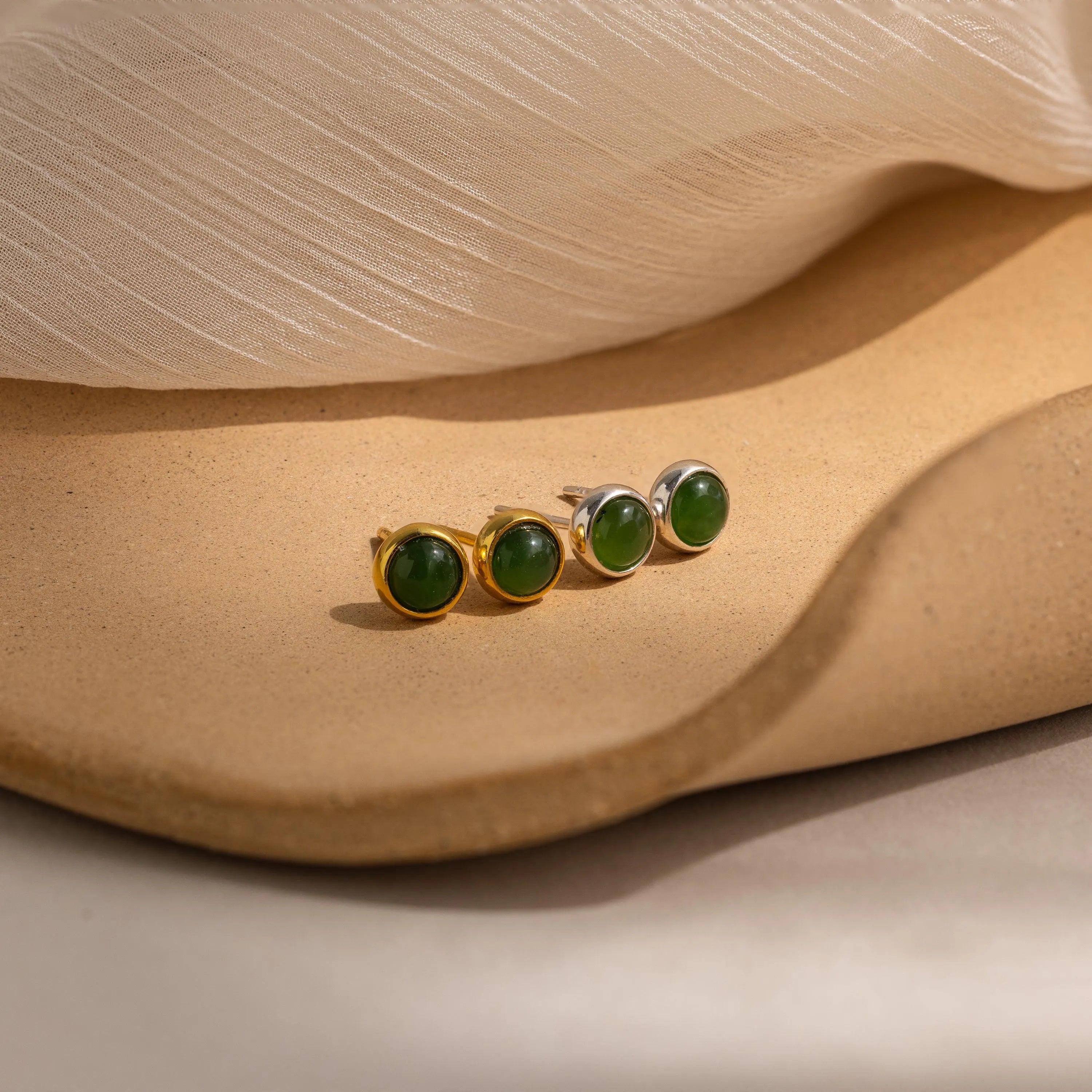 Jade Bezel Studs