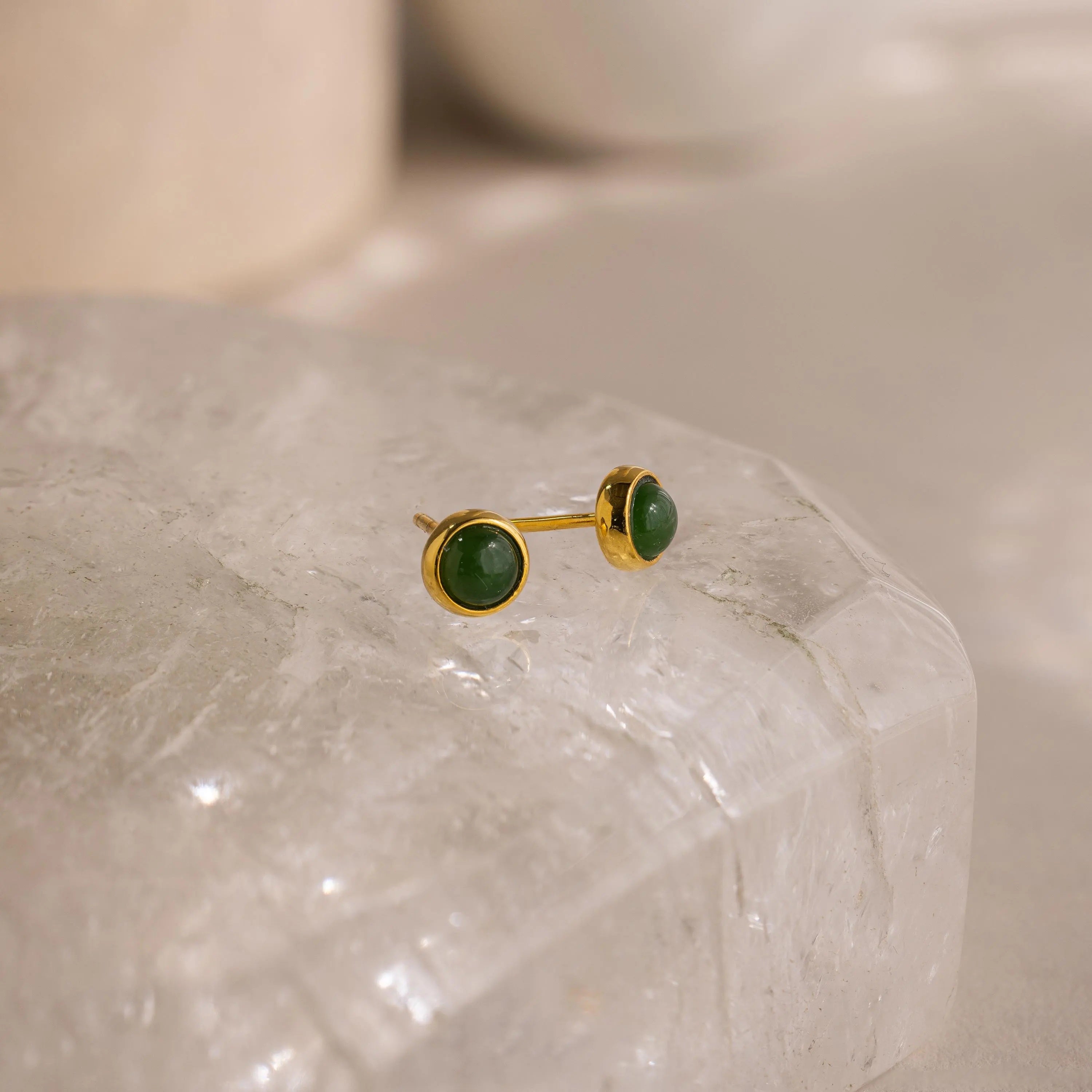 Jade Bezel Studs