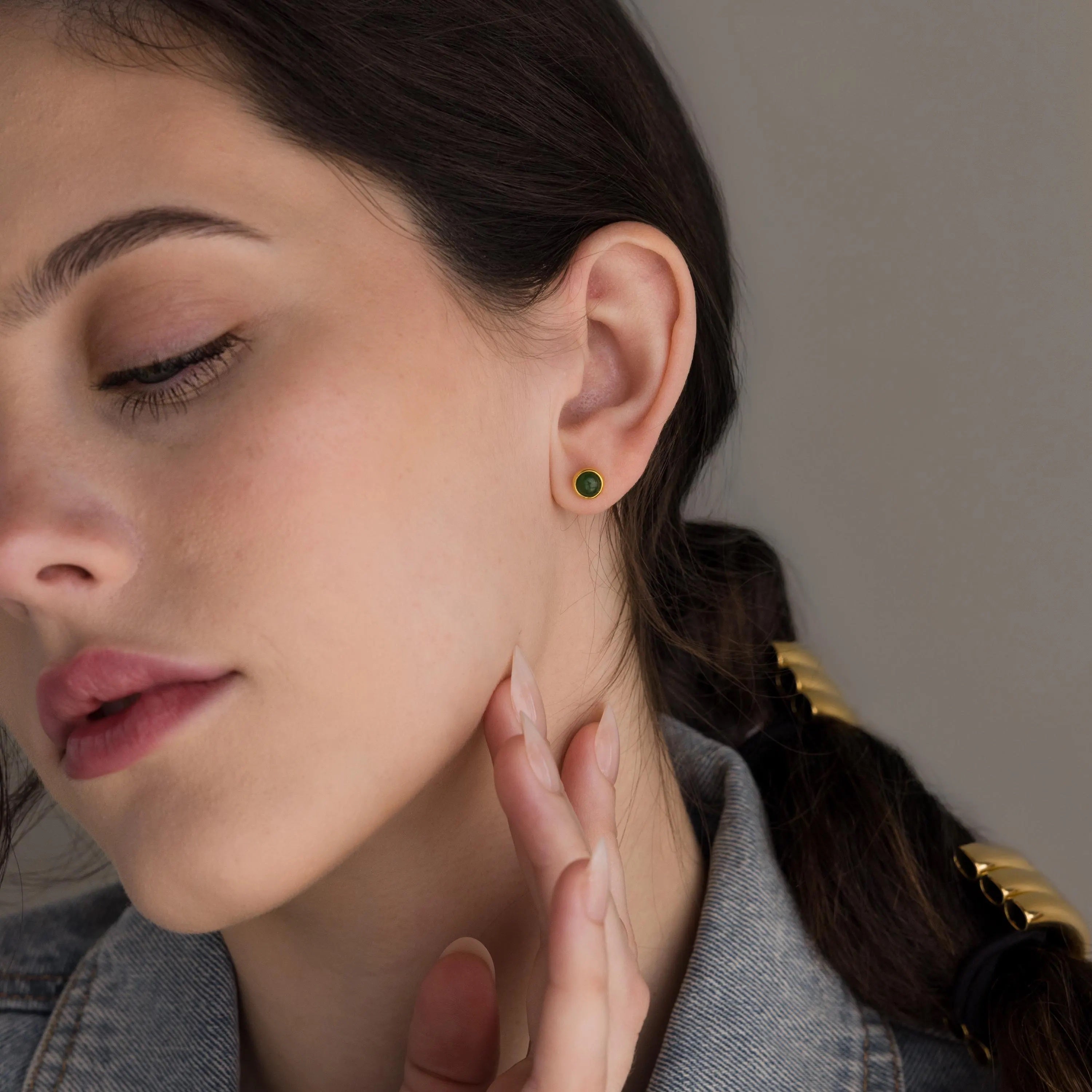 Jade Bezel Studs