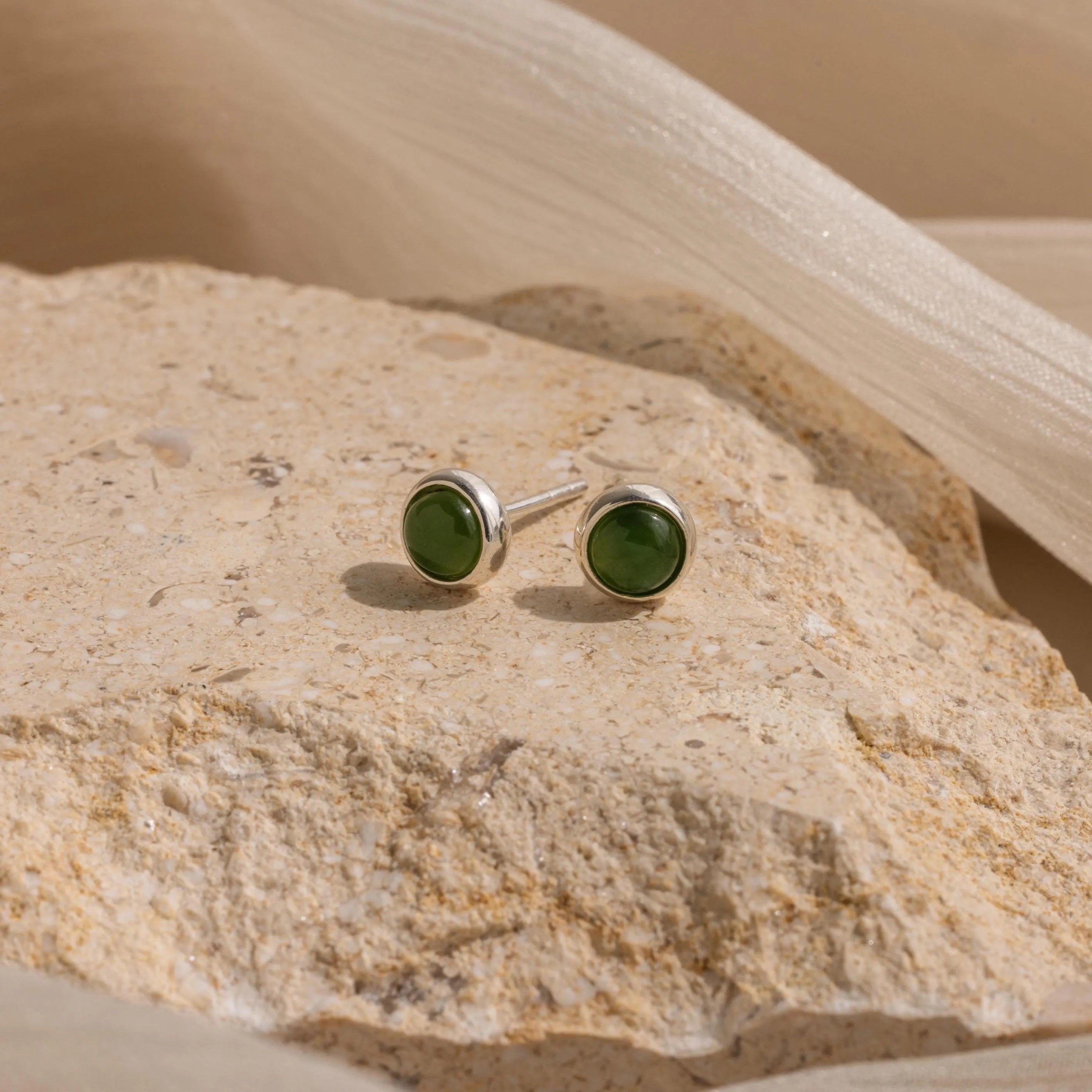 Jade Bezel Studs