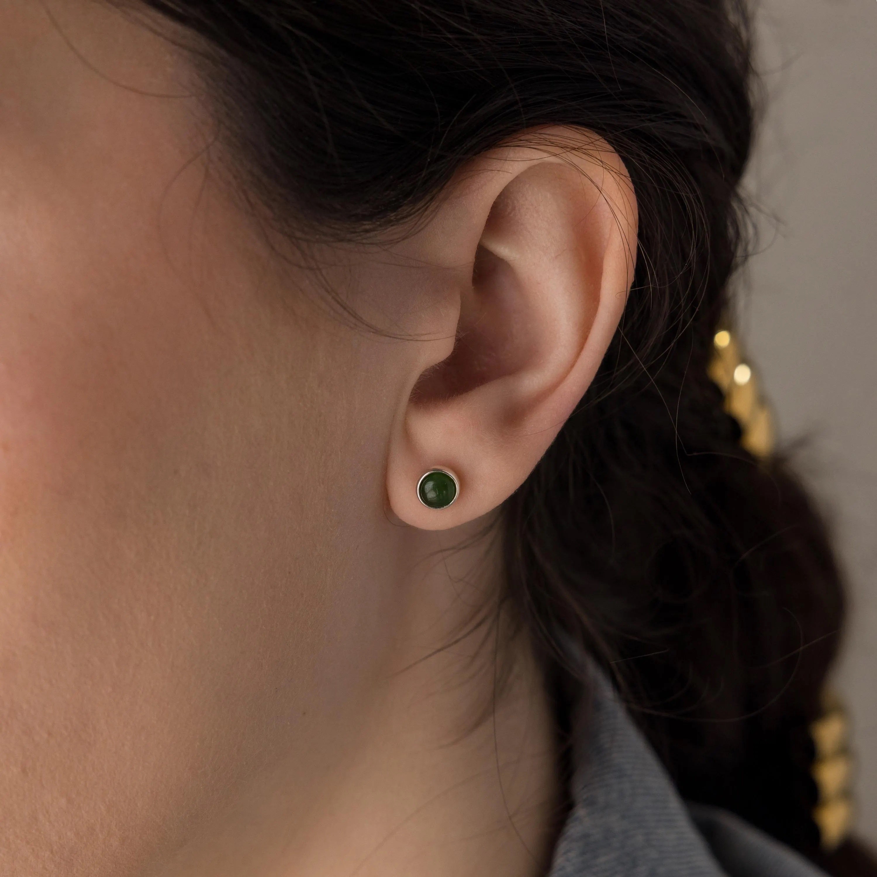 Jade Bezel Studs
