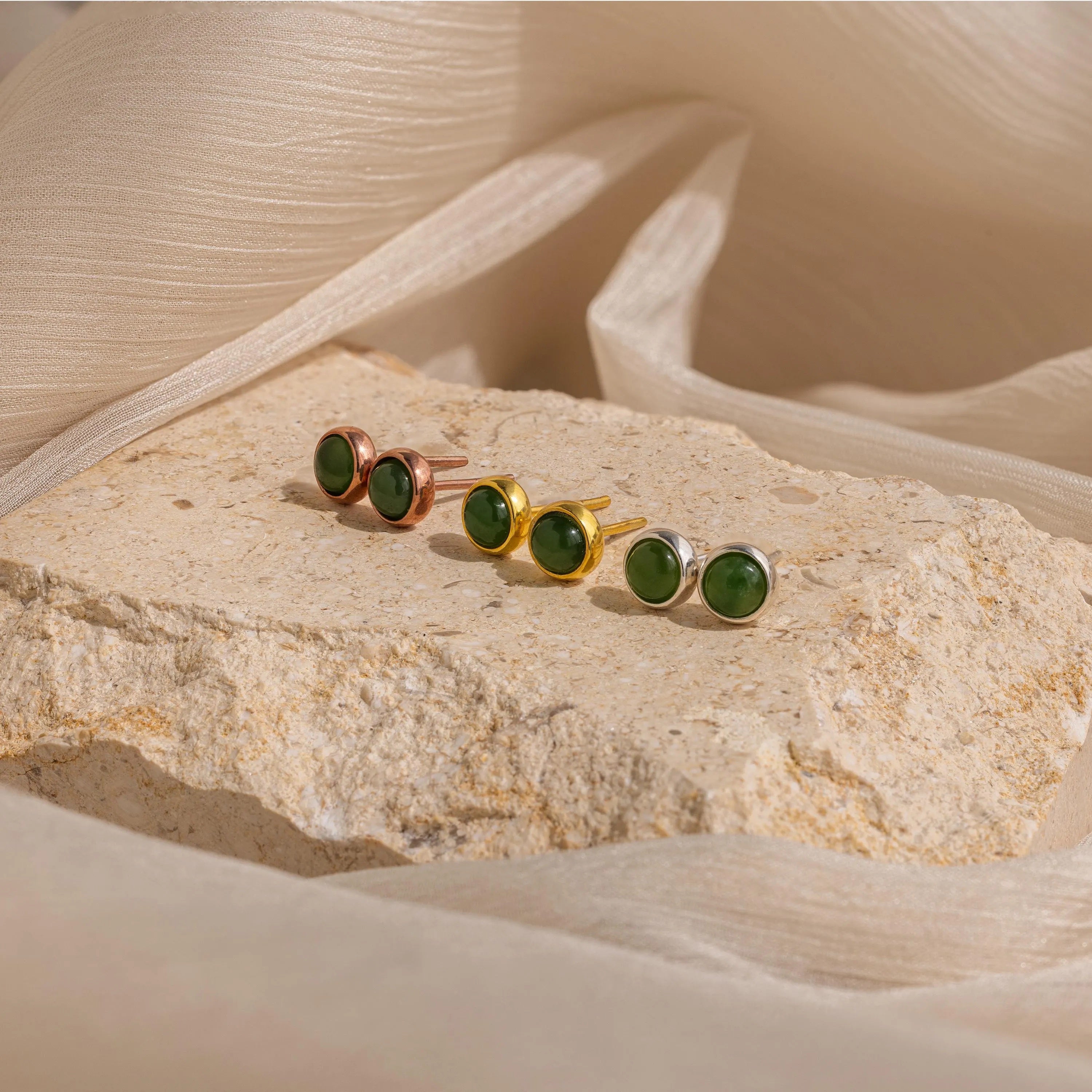 Jade Bezel Studs
