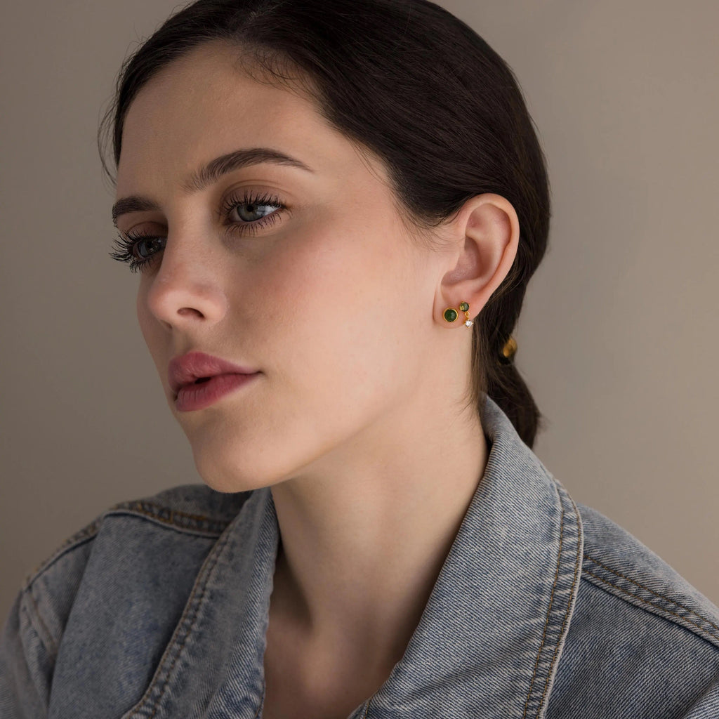 Jade Bezel Studs