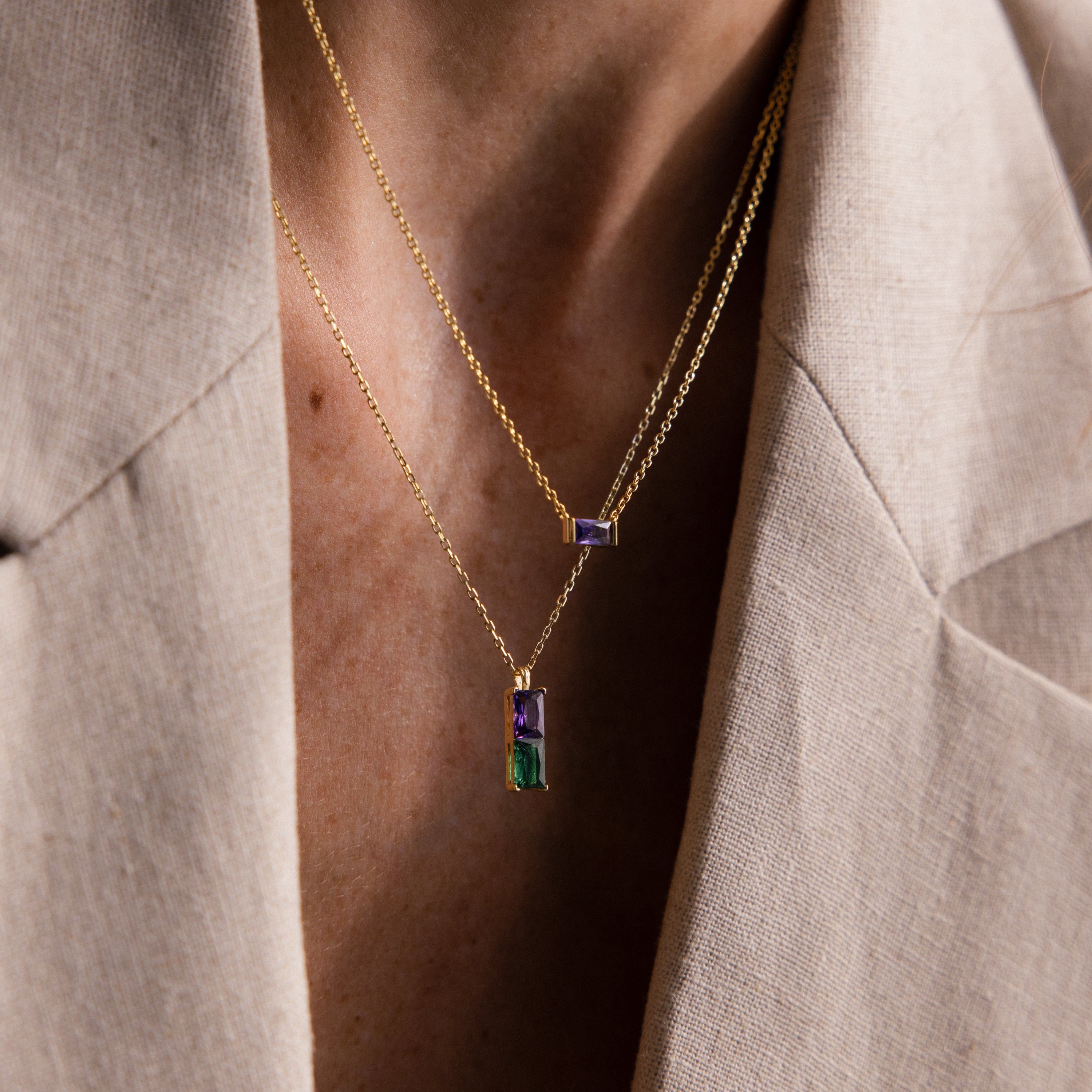 Duo Birthstone Name Necklace