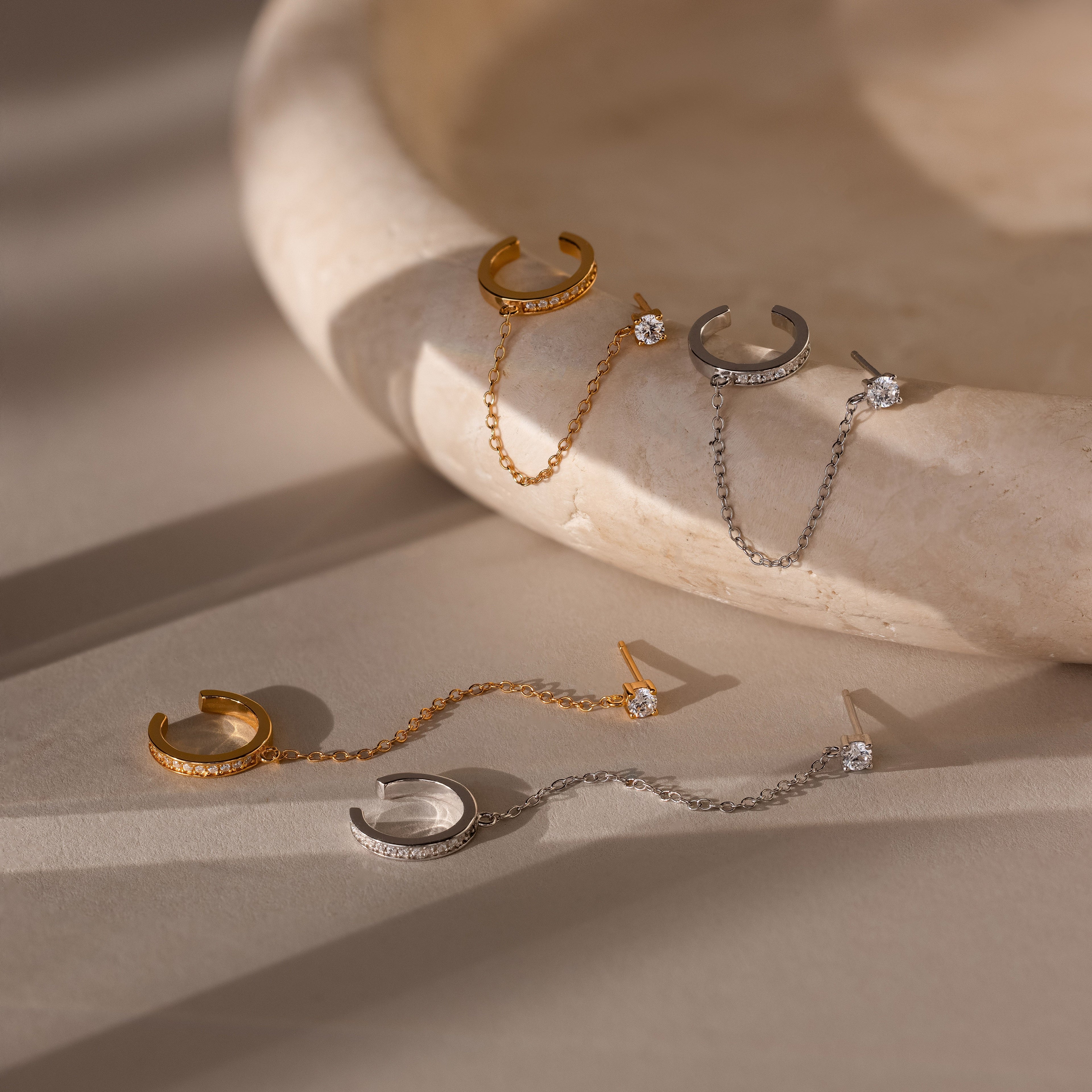 Pave Chain Ear Cuffs