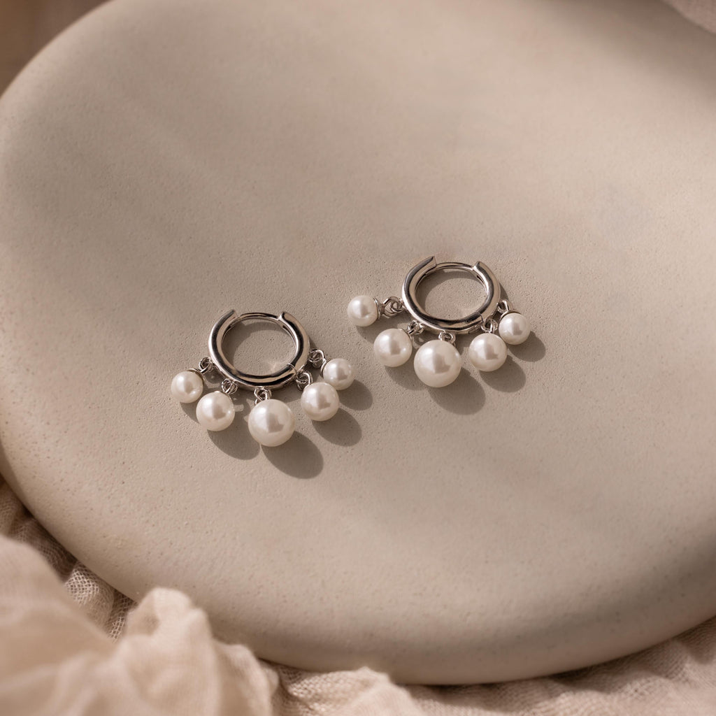 Pearl Chandelier Huggies