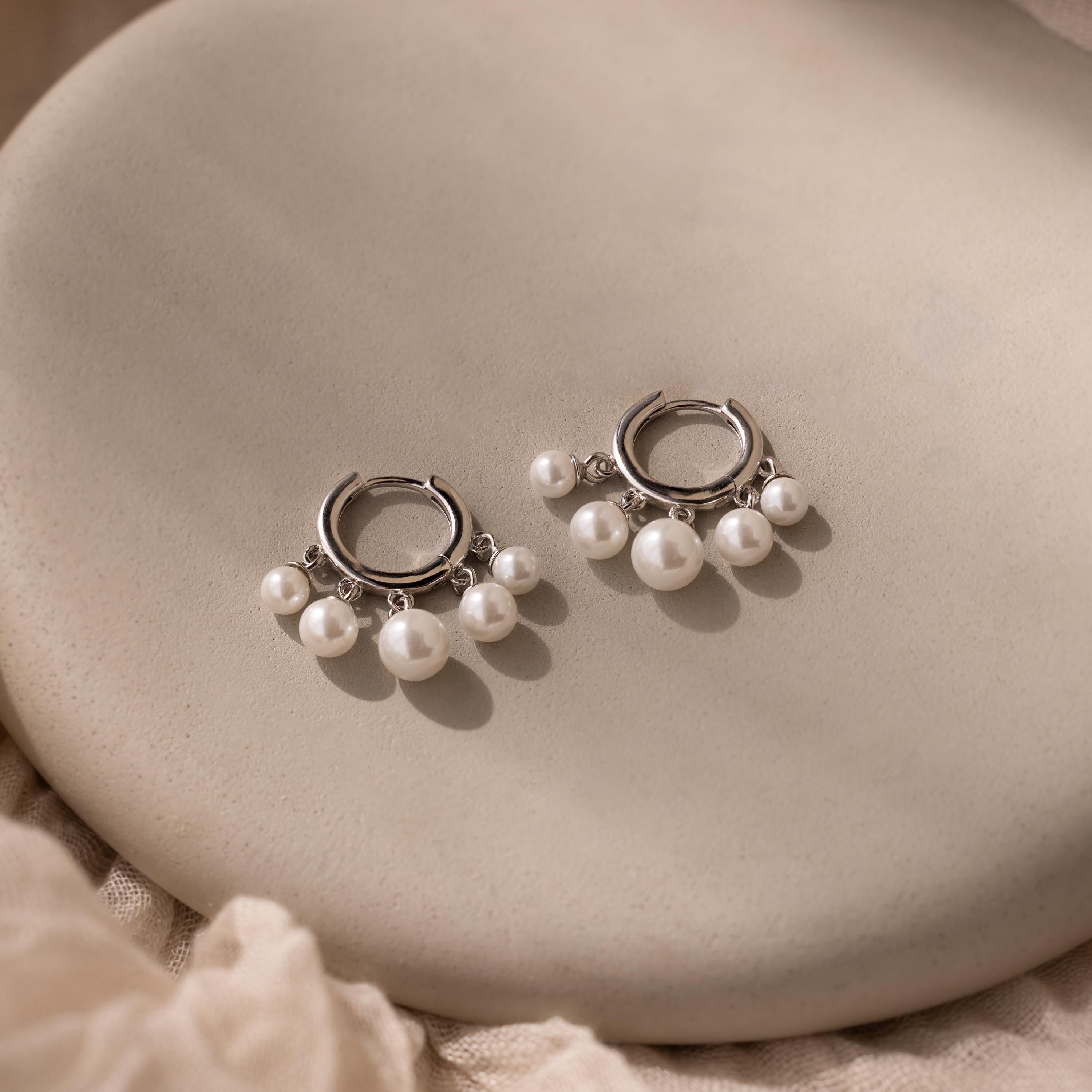 Pearl Chandelier Huggies
