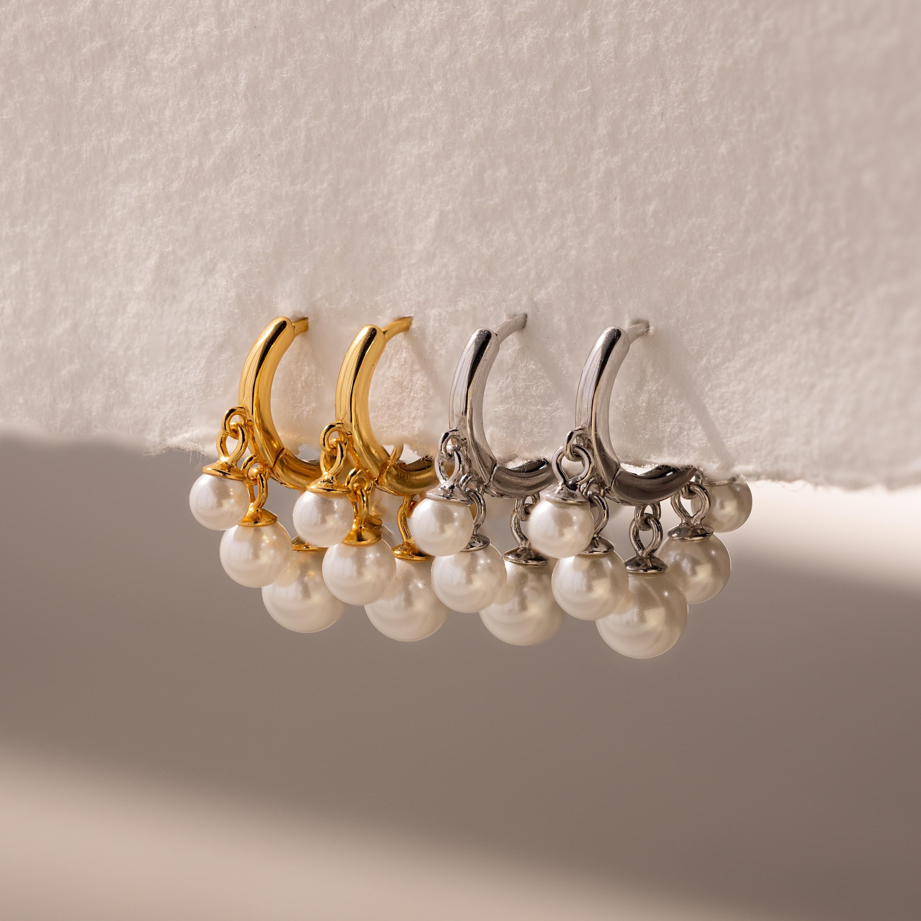Pearl Chandelier Huggies
