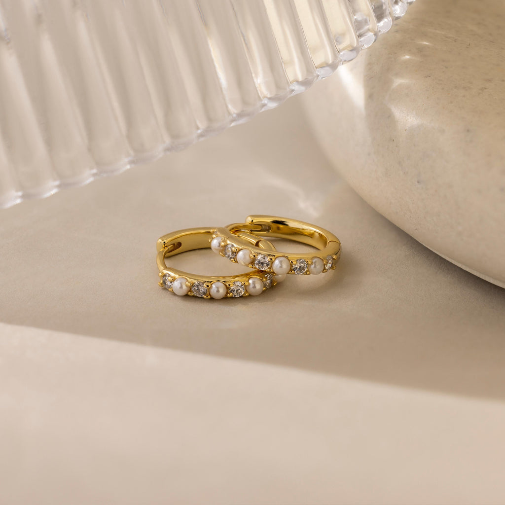 Pave Pearl Huggies