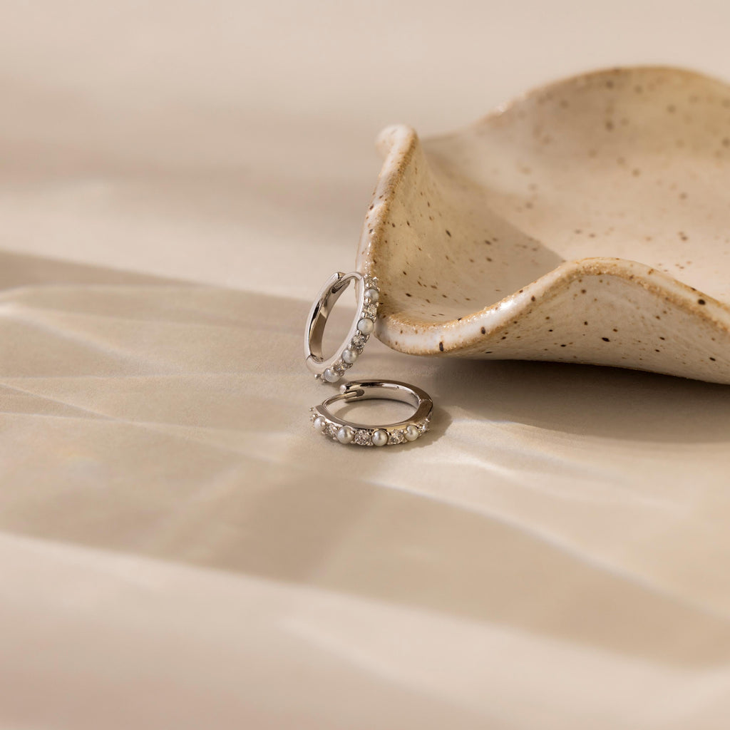 Pave Pearl Huggies
