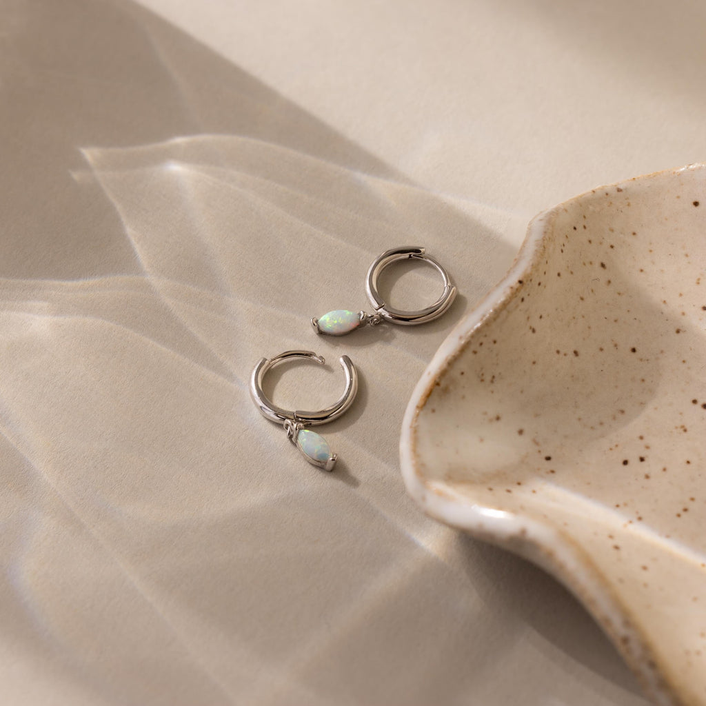 Opal Marquise Huggies