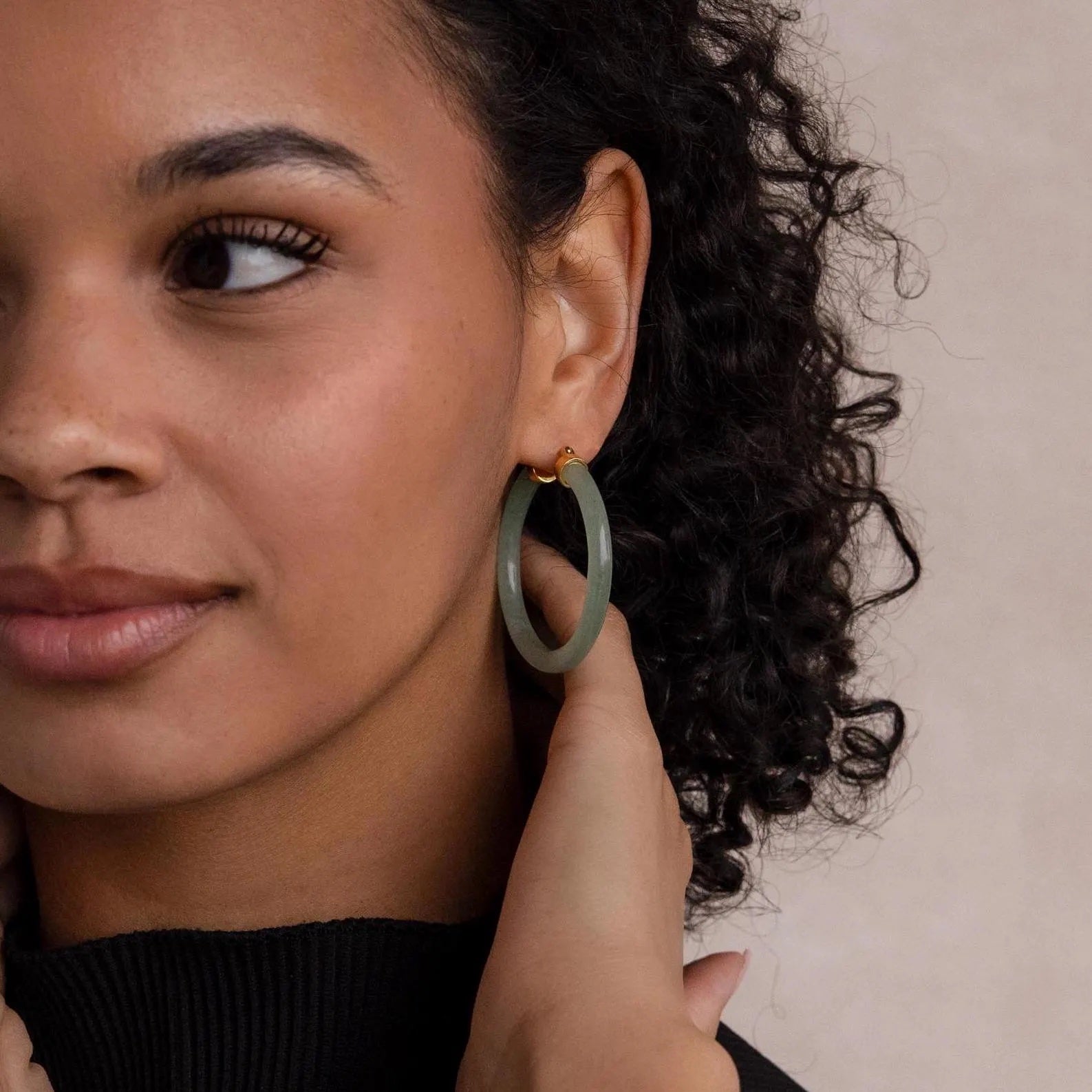 Large Jade Hoops