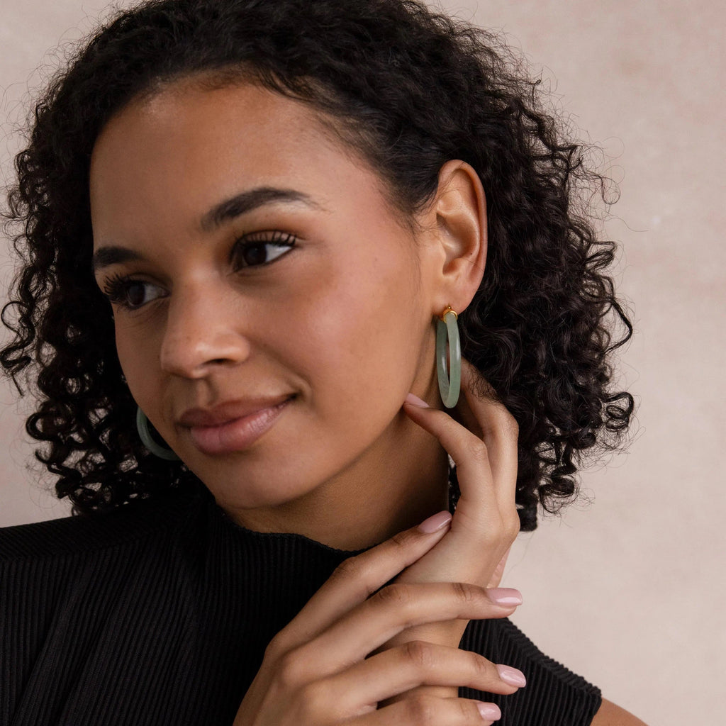Large Jade Hoops