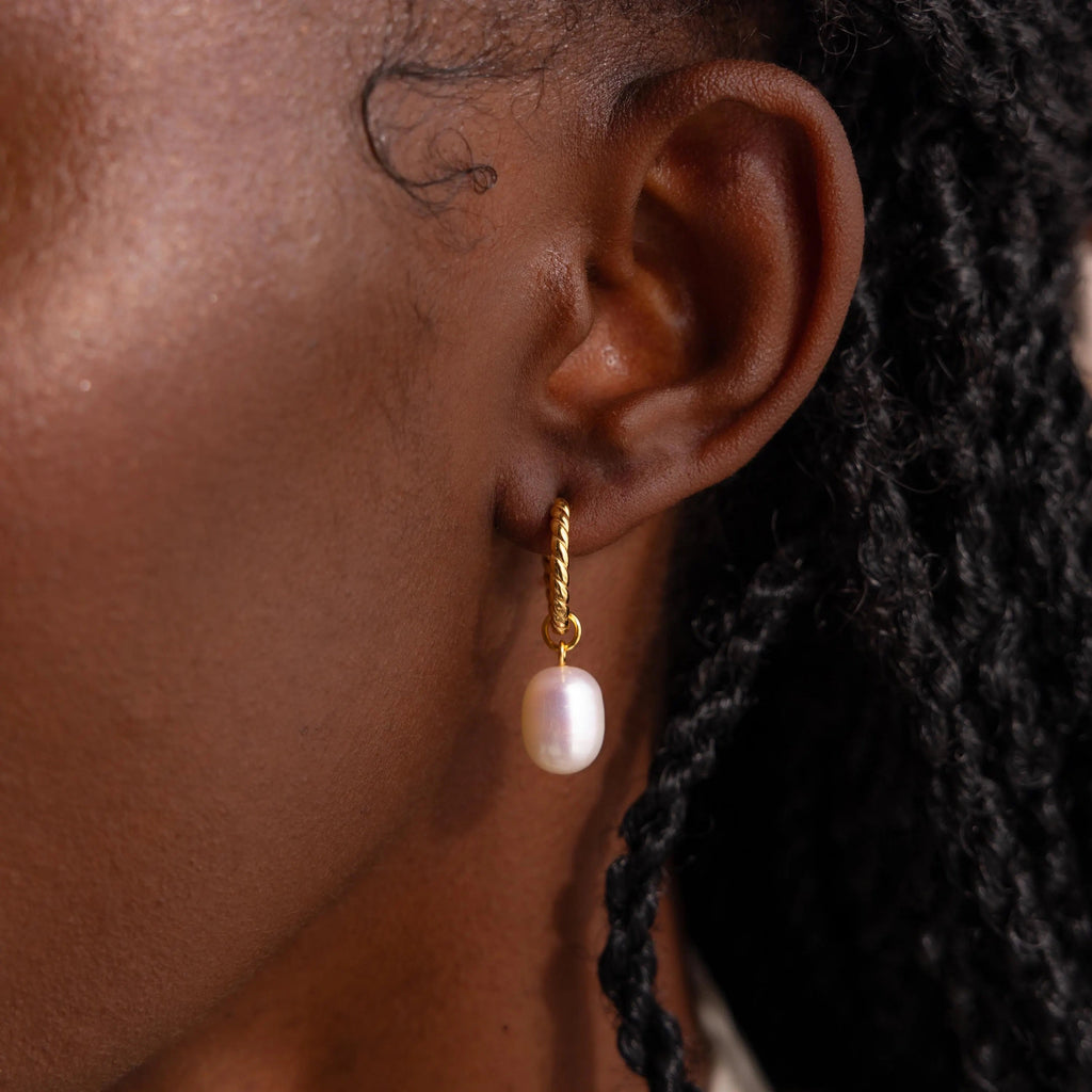 Twisted Pearl Hoops