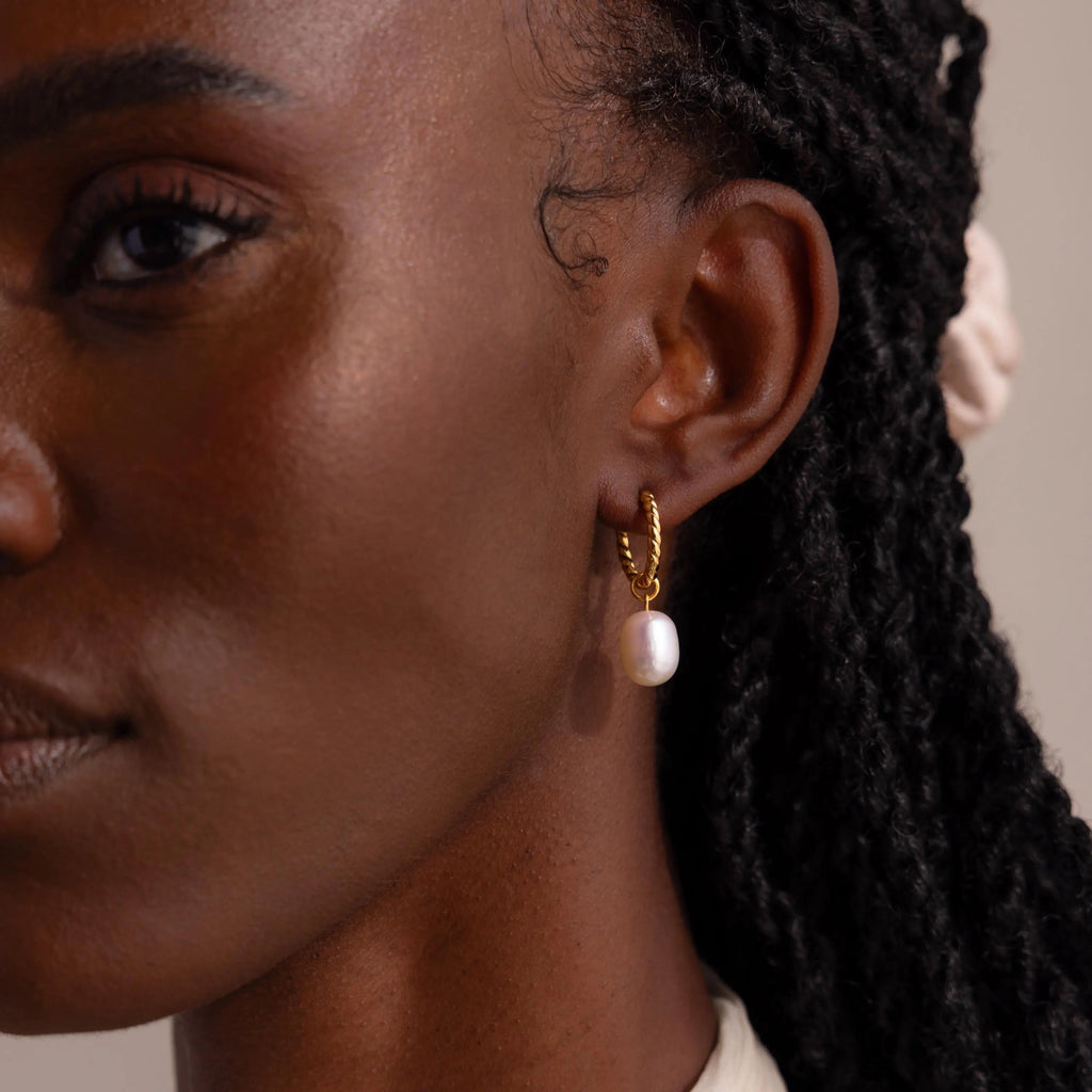Twisted Pearl Hoops