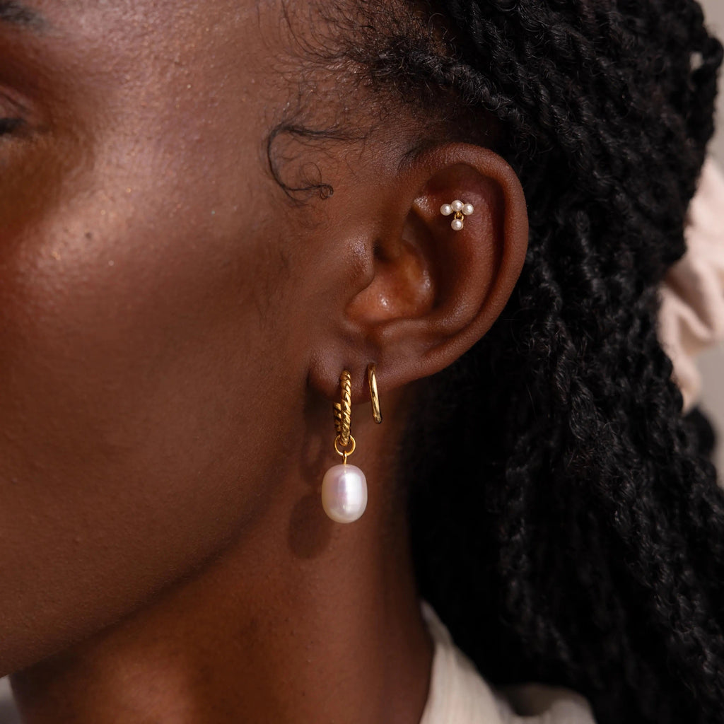 Twisted Pearl Hoops