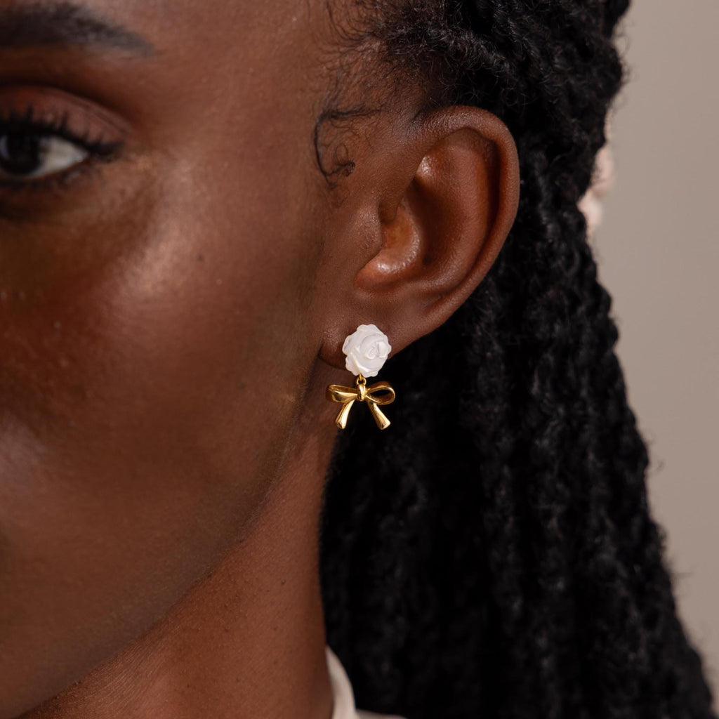 Rose Ribbon Studs