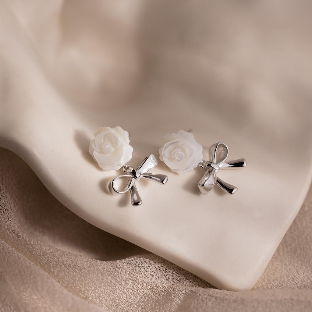 Rose Ribbon Studs