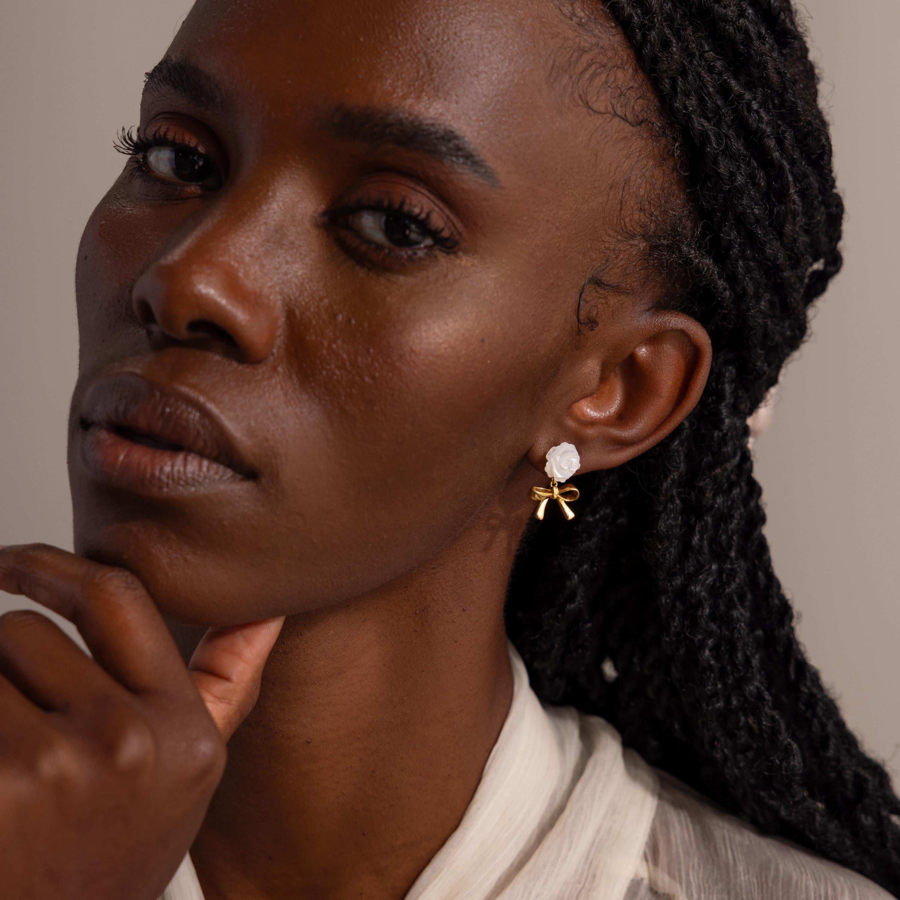 Rose Ribbon Studs