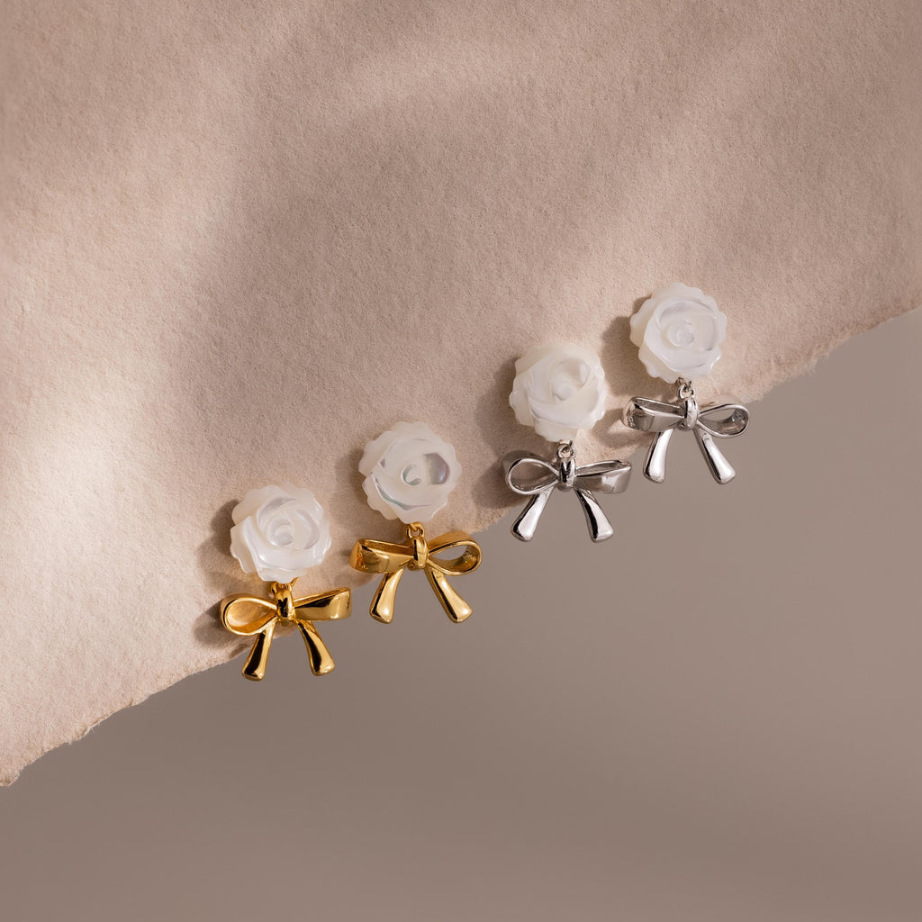 Rose Ribbon Studs