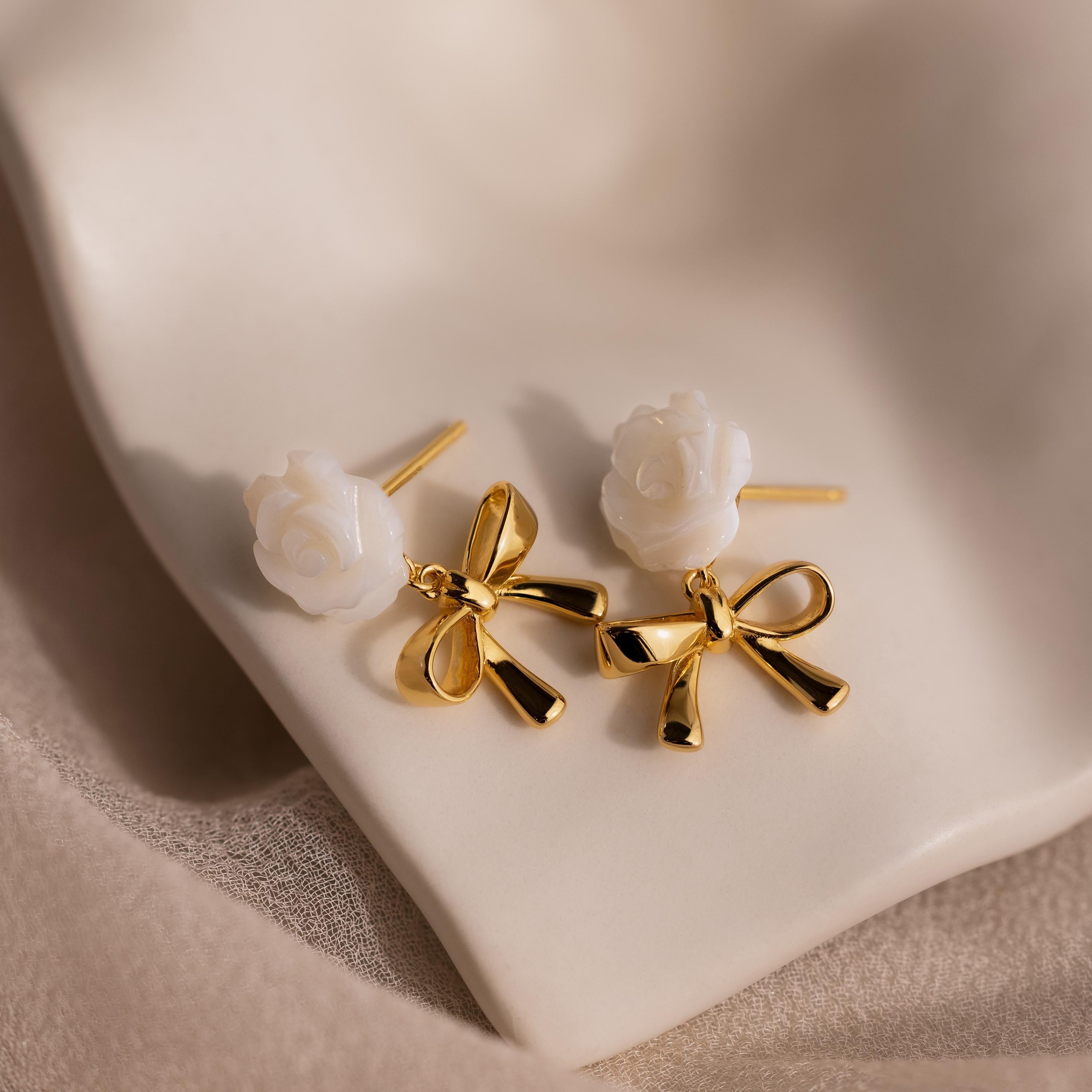 Rose Ribbon Studs