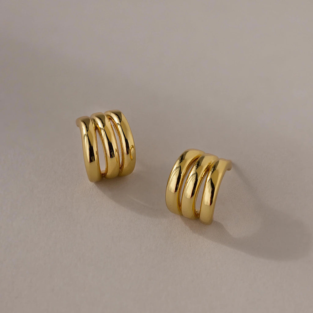 Triple Loop Huggie Earrings
