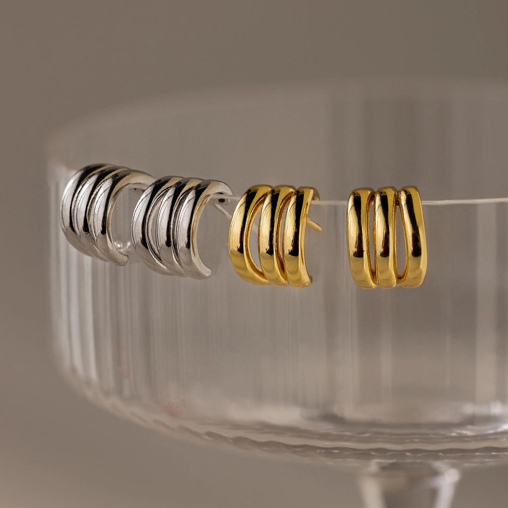 Triple Loop Huggie Earrings