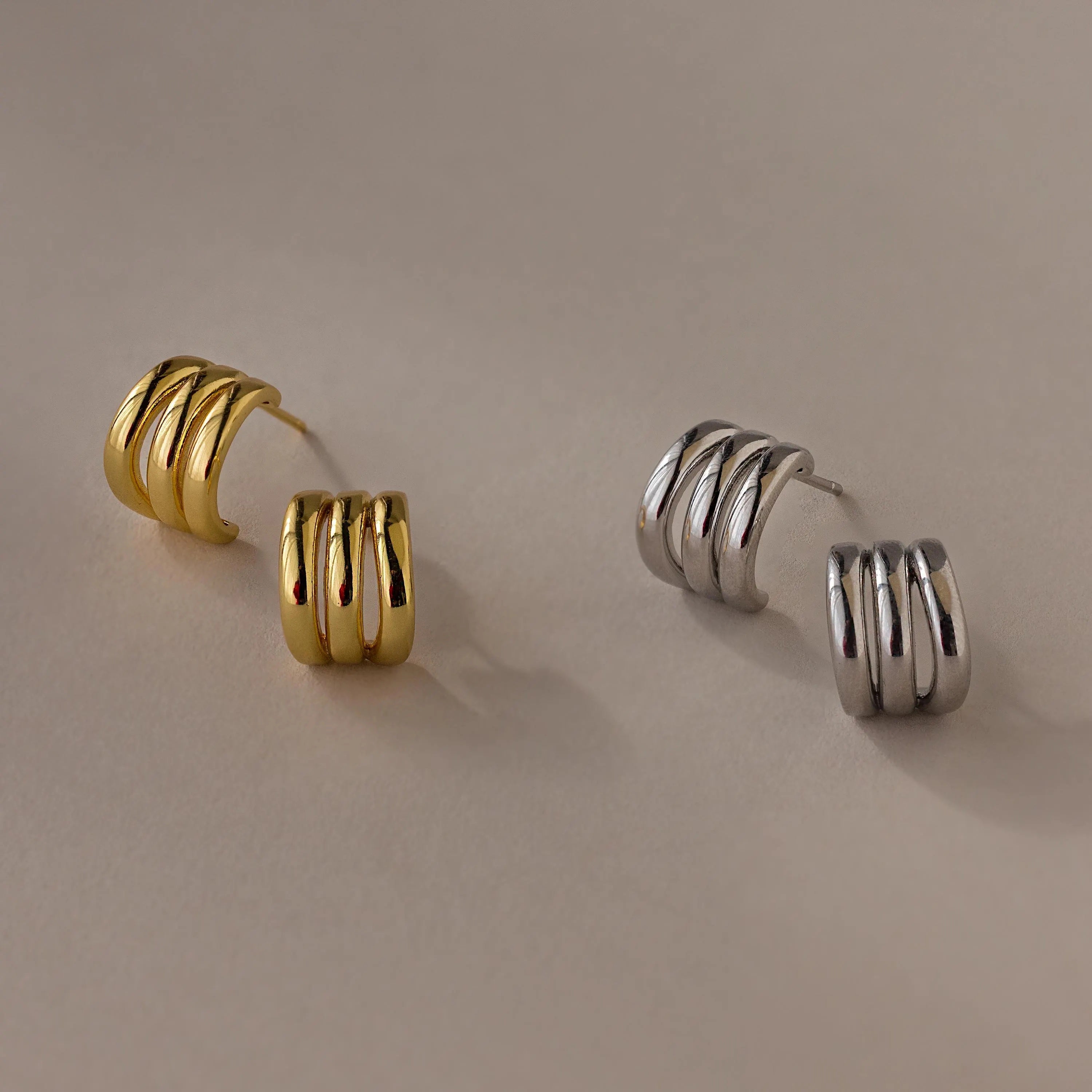Triple Loop Huggie Earrings