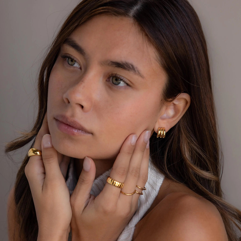 Triple Loop Huggie Earrings