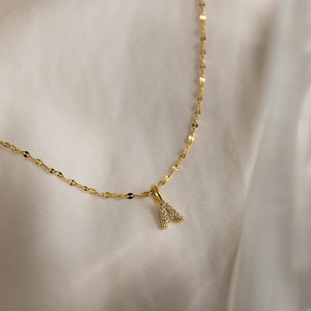 Dainty Pave Letter Necklace