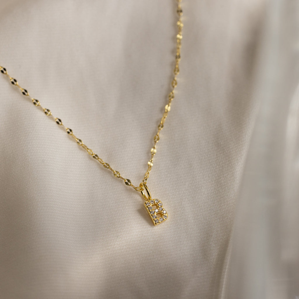 Dainty Pave Letter Necklace