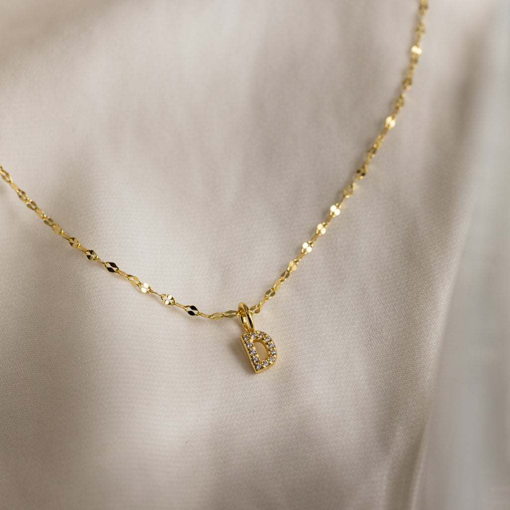 Dainty Pave Letter Necklace