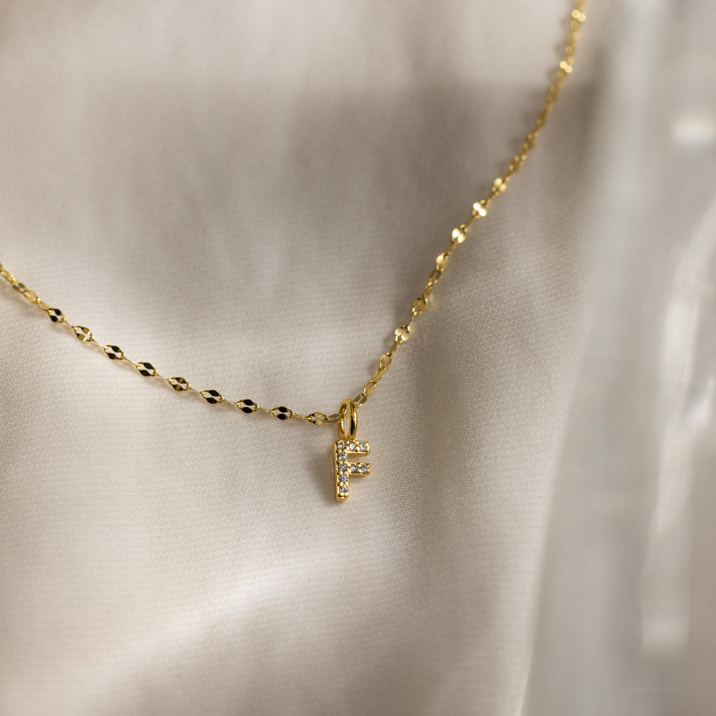 Dainty Pave Letter Necklace