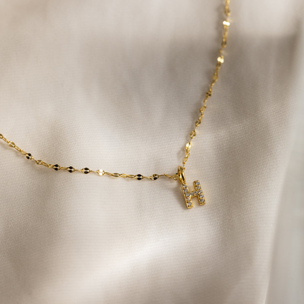 Dainty Pave Letter Necklace