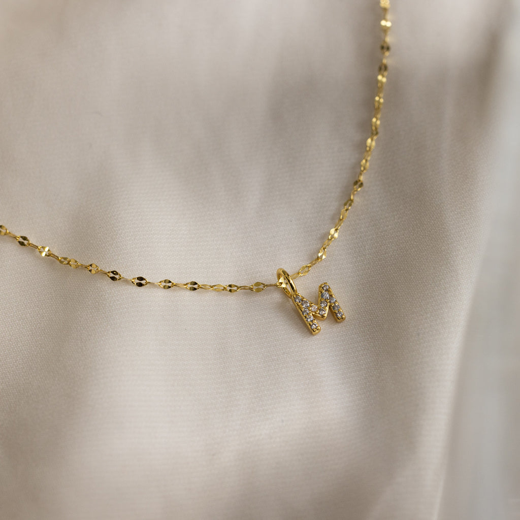 Dainty Pave Letter Necklace