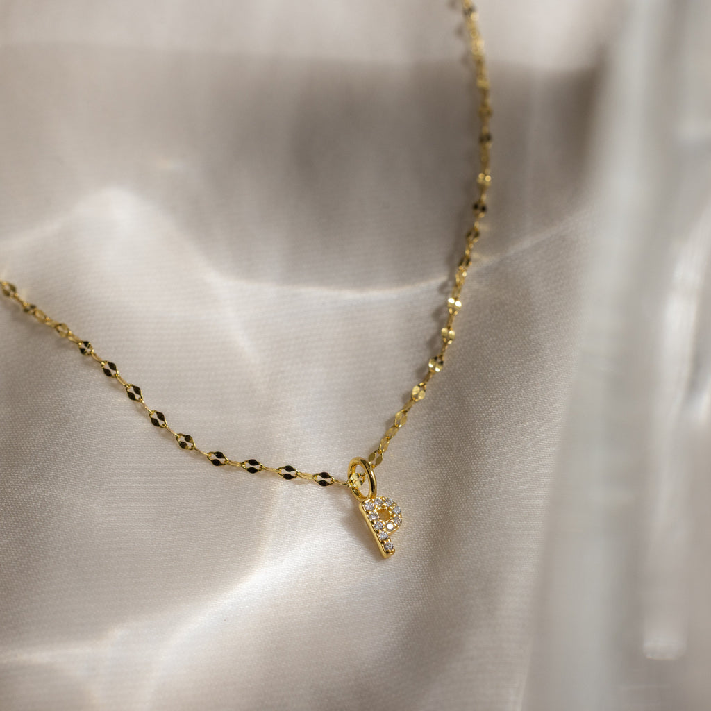 Dainty Pave Letter Necklace