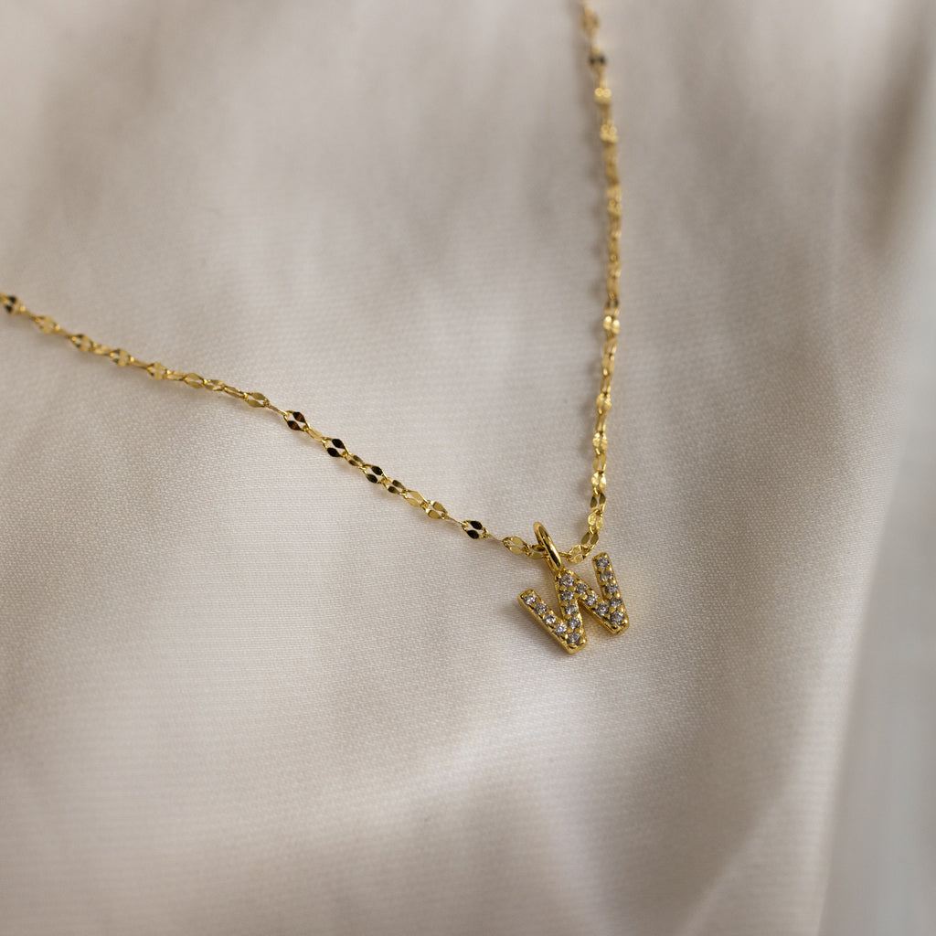 Dainty Pave Letter Necklace