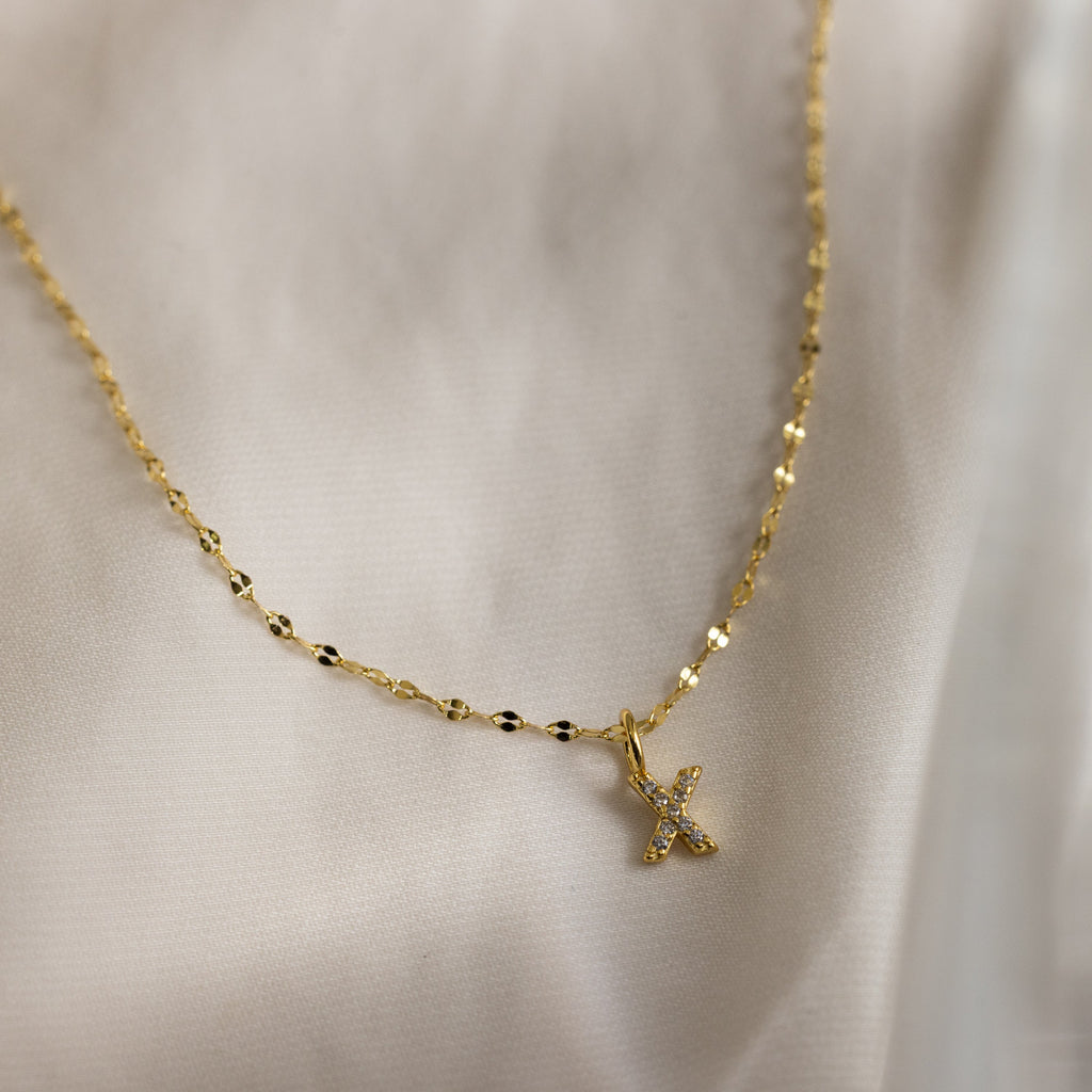 Dainty Pave Letter Necklace