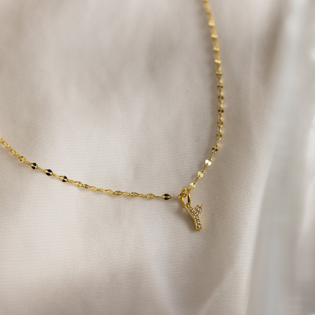 Dainty Pave Letter Necklace