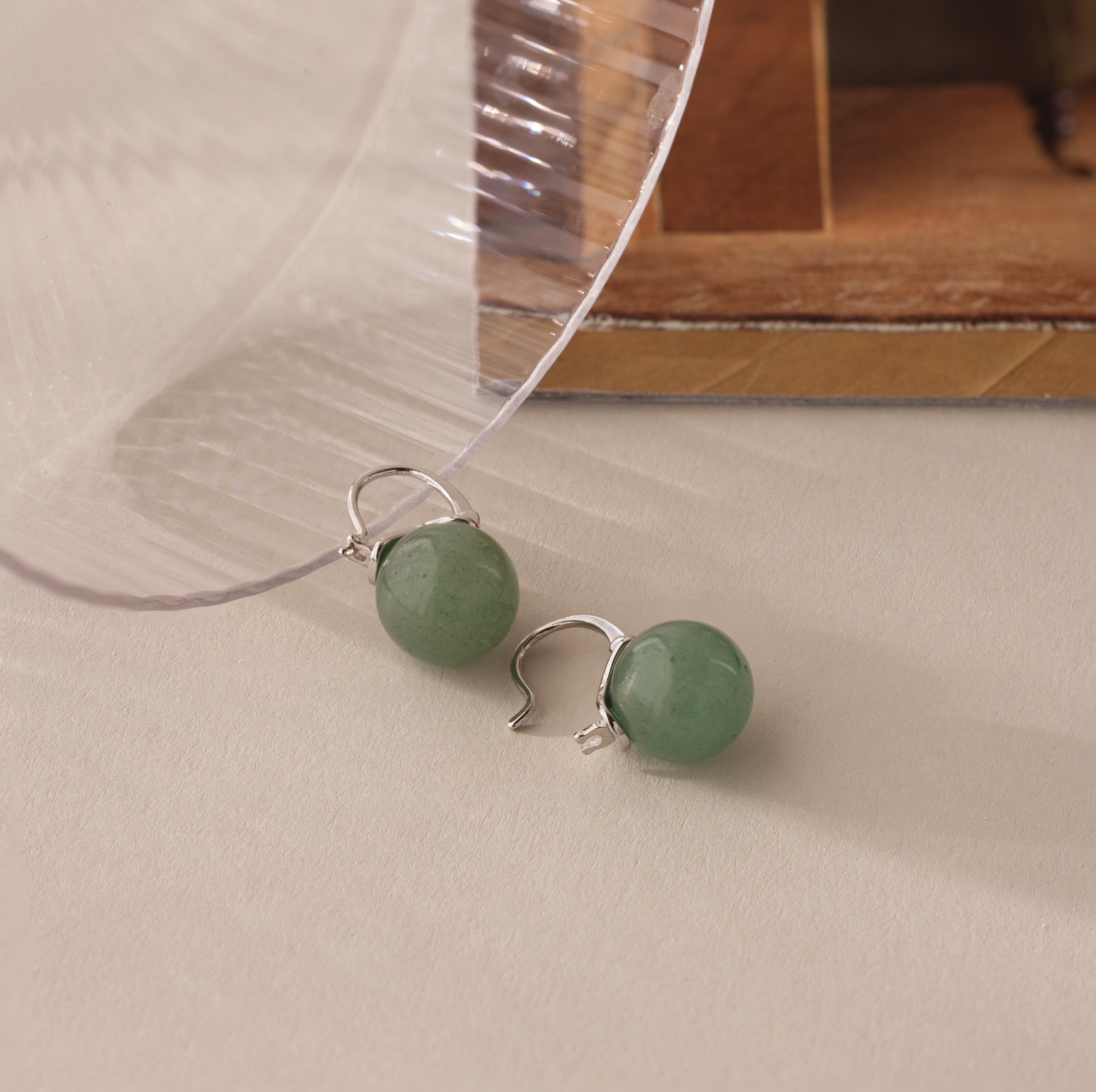 Jade Dome Drop Earrings