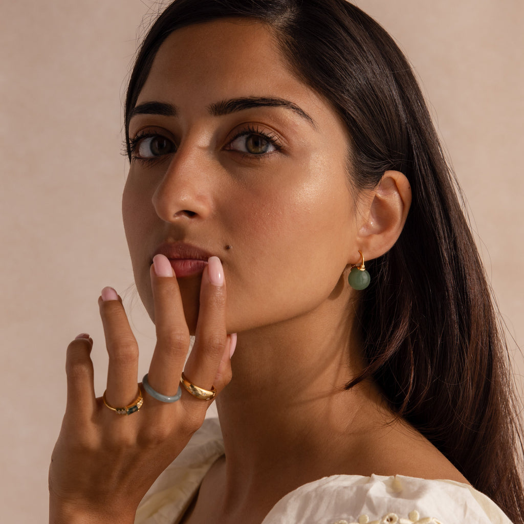 Jade Dome Drop Earrings