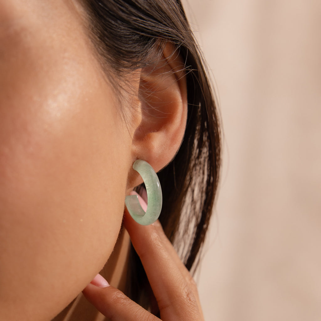Jade Hoop Earrings