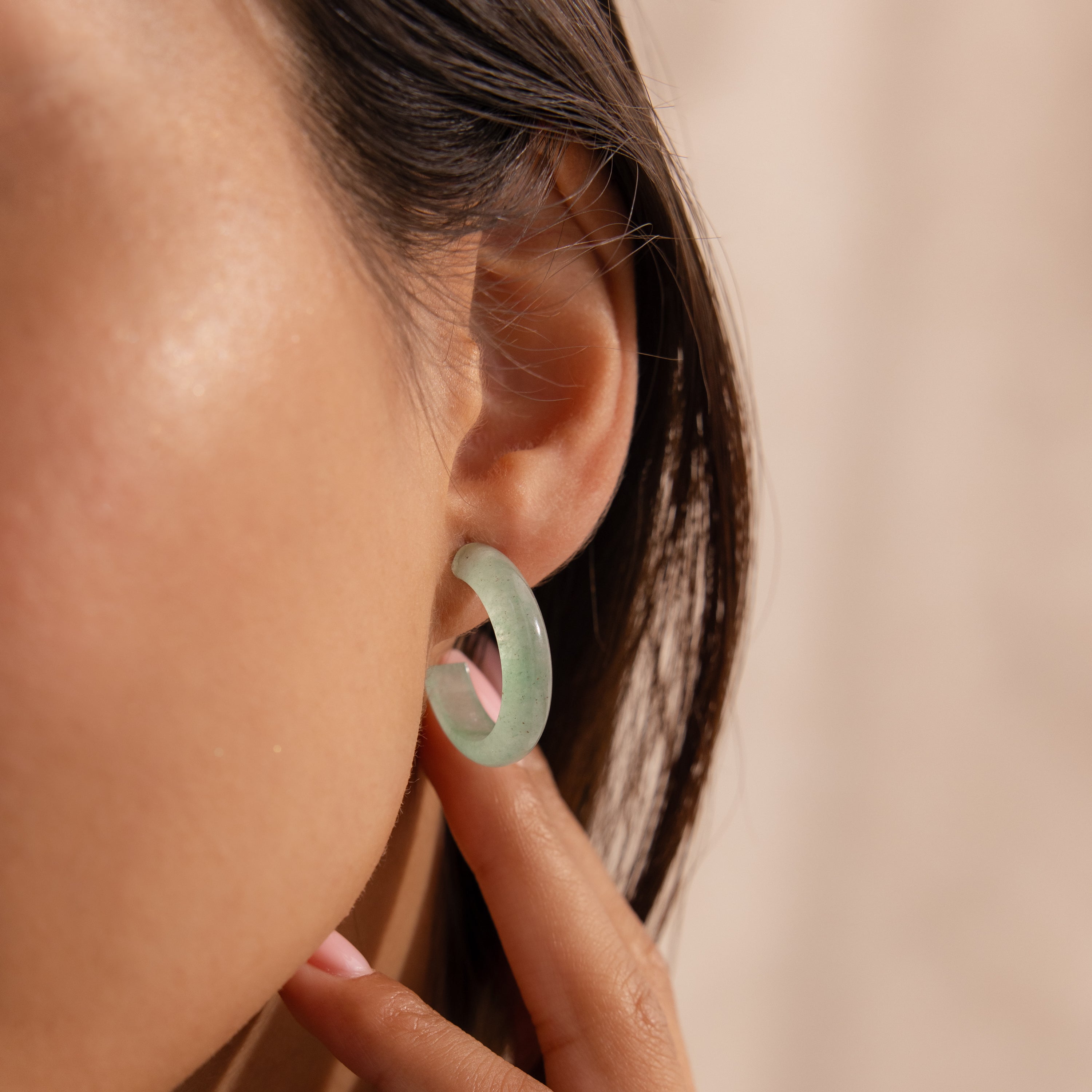 Jade Hoop Earrings