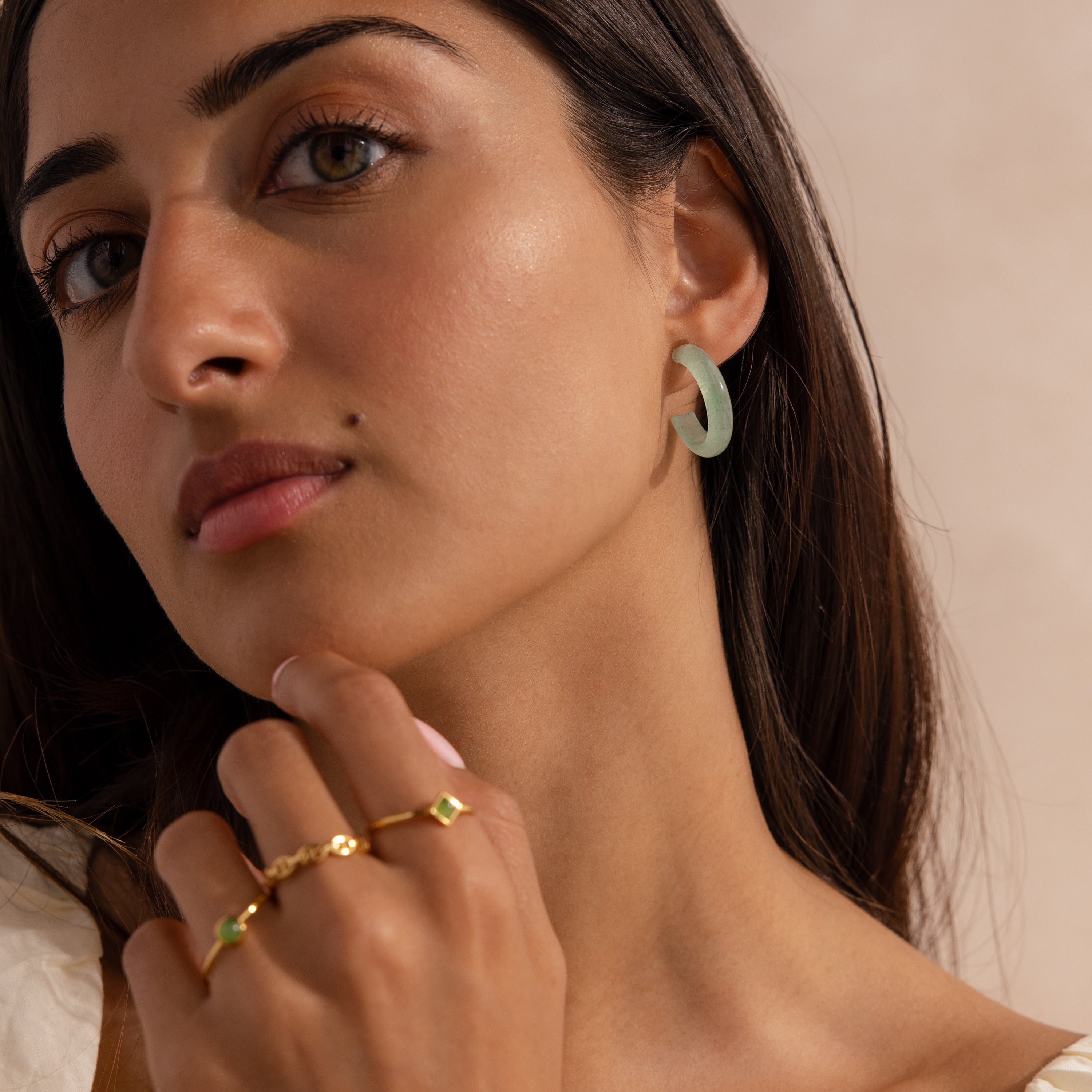 Jade Hoop Earrings