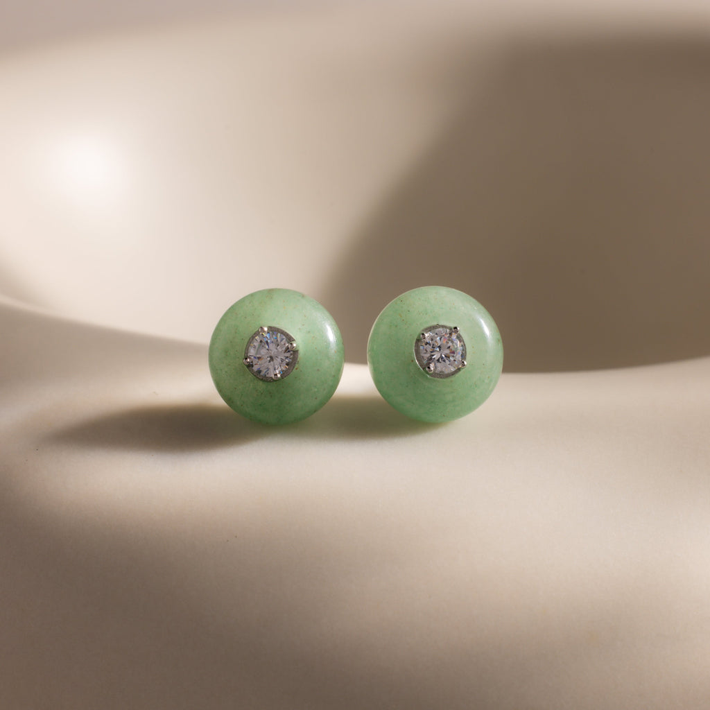 Jade Diamond Studs