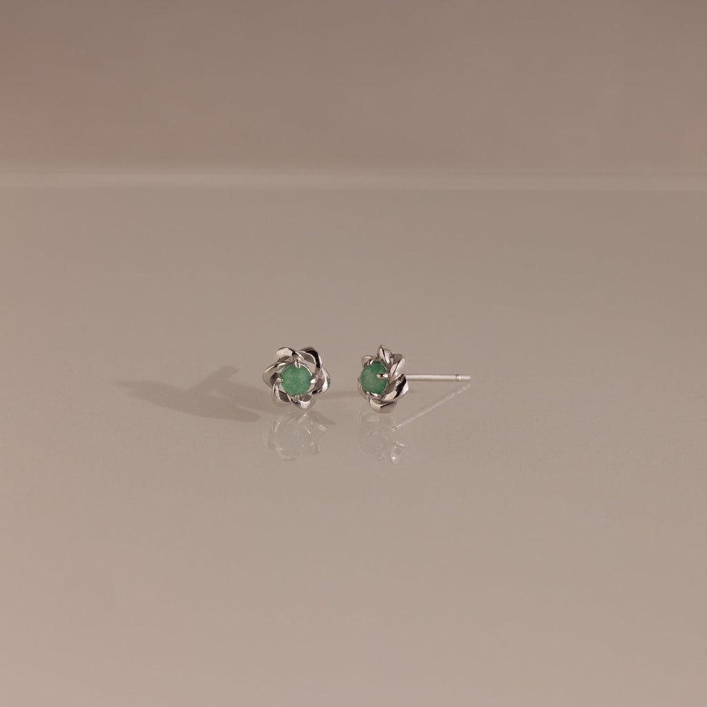 Mini Jade Flower Studs